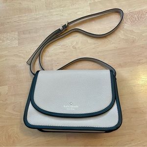 Kate Spade Beige and Black Crossbody Flap Adjustable Purse